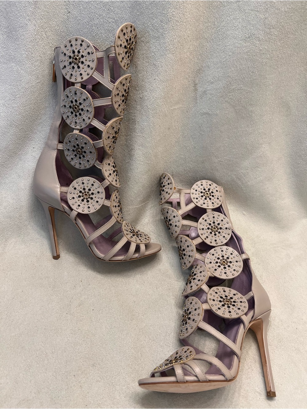 Herve Leger Gladiator Lavender Embellished Sandals